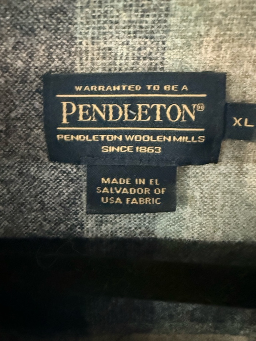 Pendleton Plaid Wool Button-Up Jacket in Navy, Cream & Tan S1 - Picture 4 of 13